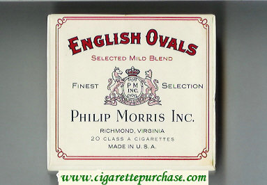 English Ovals Selected Mild Blend cigarettes wide flat hard box